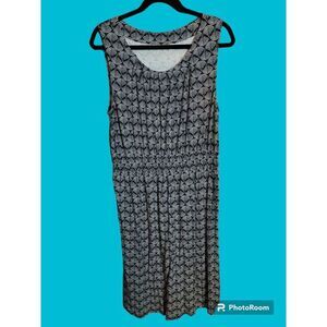 LL Bean Women's Size XL Tank Dress Navy & White‎ Polka Dot